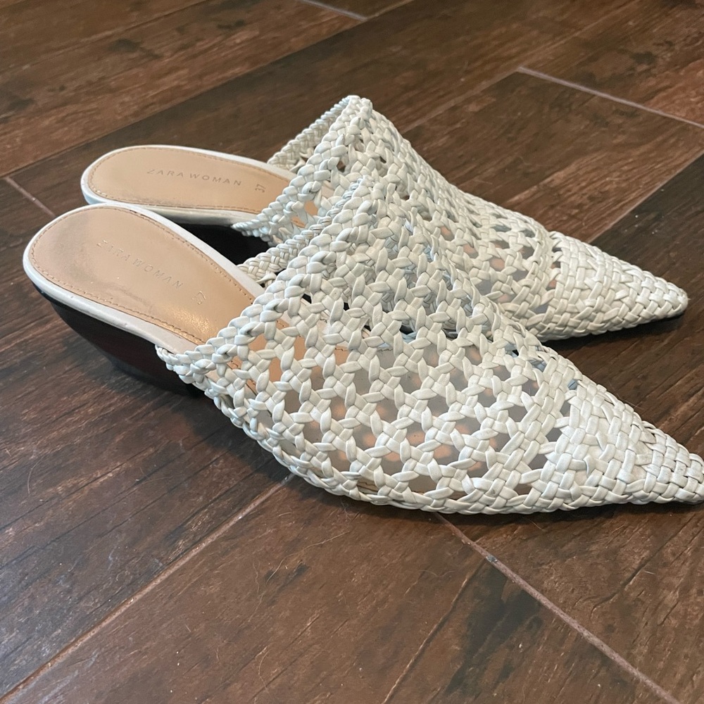 Zara White Mules